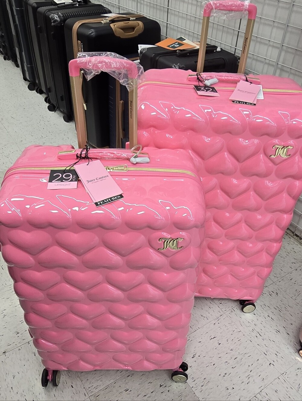 Juicy Couture Vibrant Barbie Pink Heart 32 inches and 29 inches Luggage Set